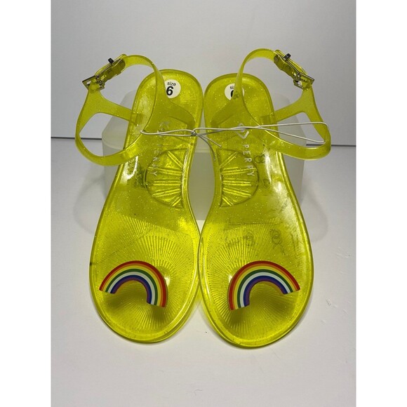Katy Perry Yellow Jelly Sandals with Rainbow size 6 - Picture 1 of 2